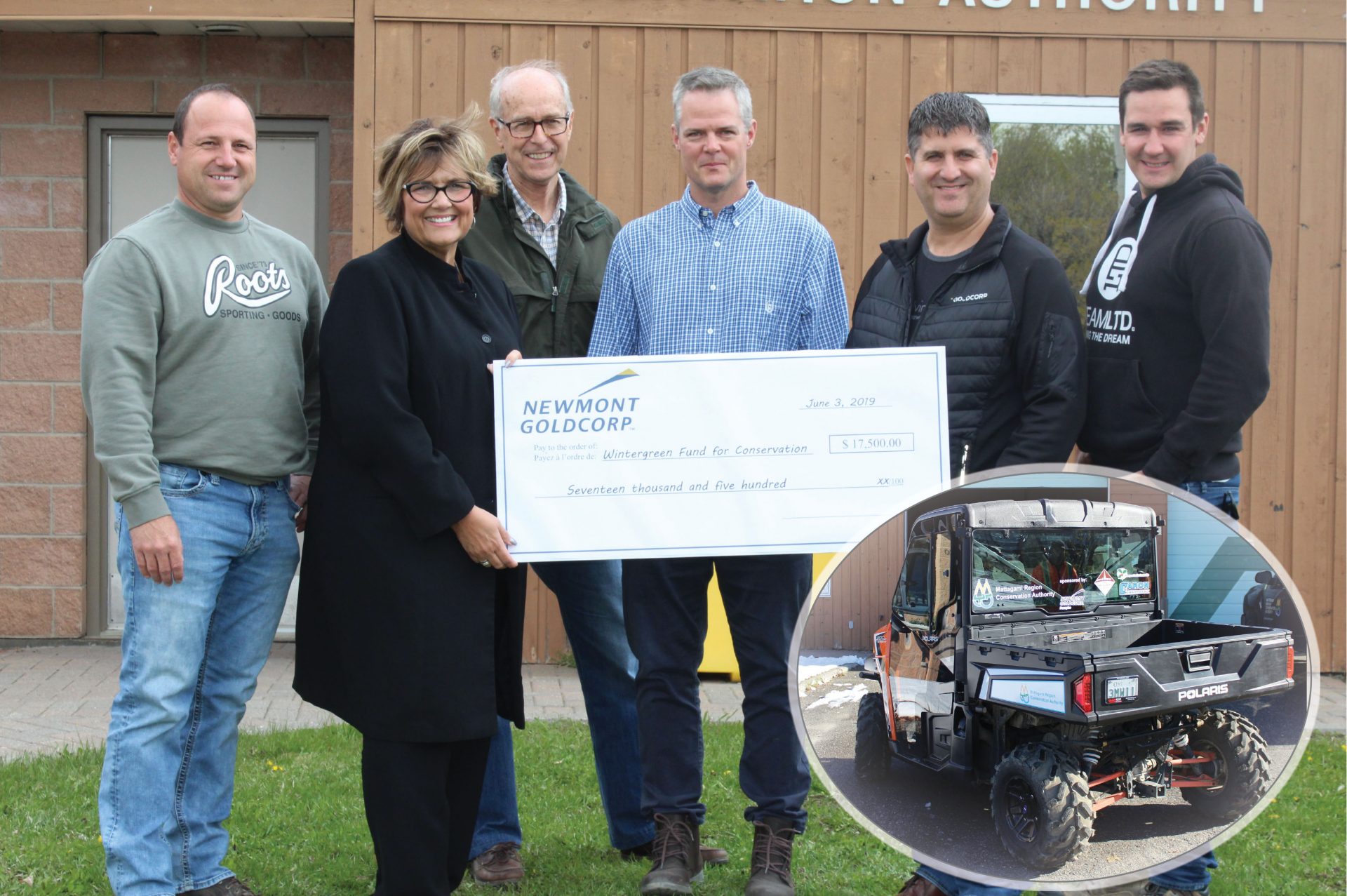 Donation presentation from Caron Equipment, Newmont Goldcorp, Miller Paving and Wintergreen
