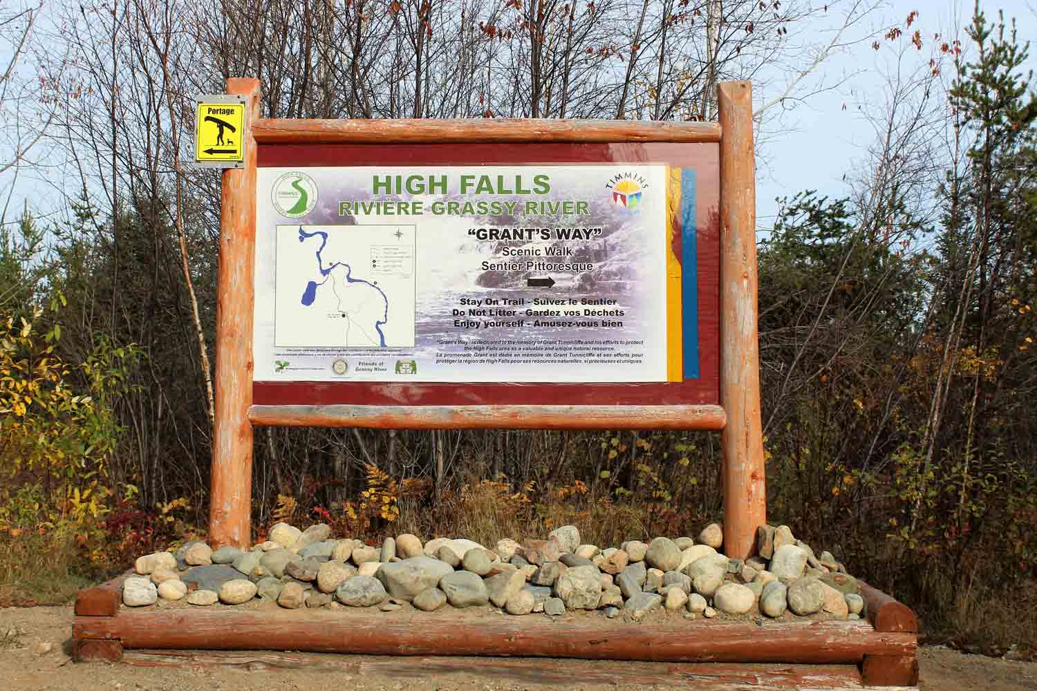 High Falls Grassy River Sign