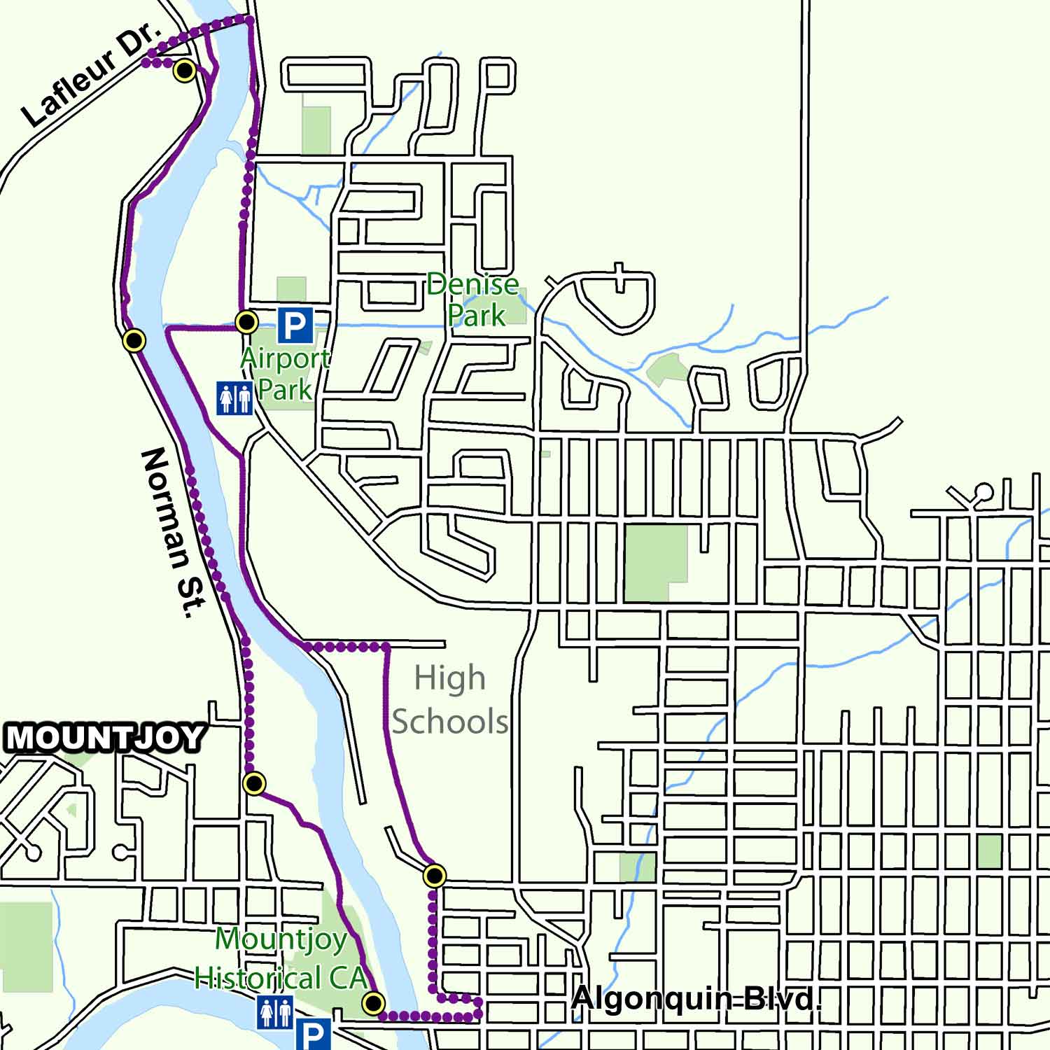 Map of the Bridge to Bridge Trail revised in 2022