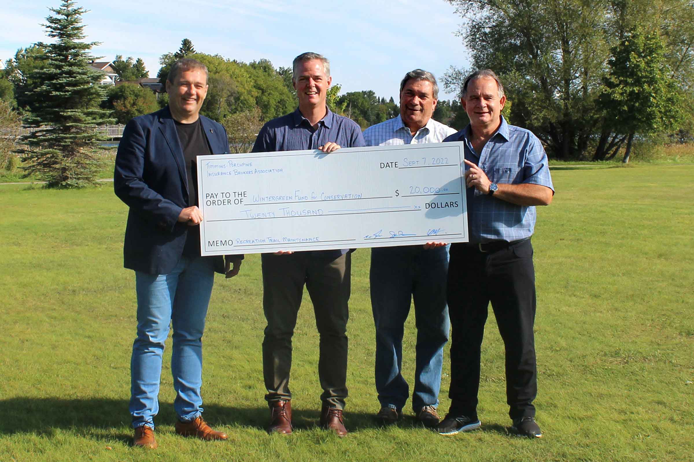 Cheque presentation from Timmins Porcupine Insurance Brokers Association