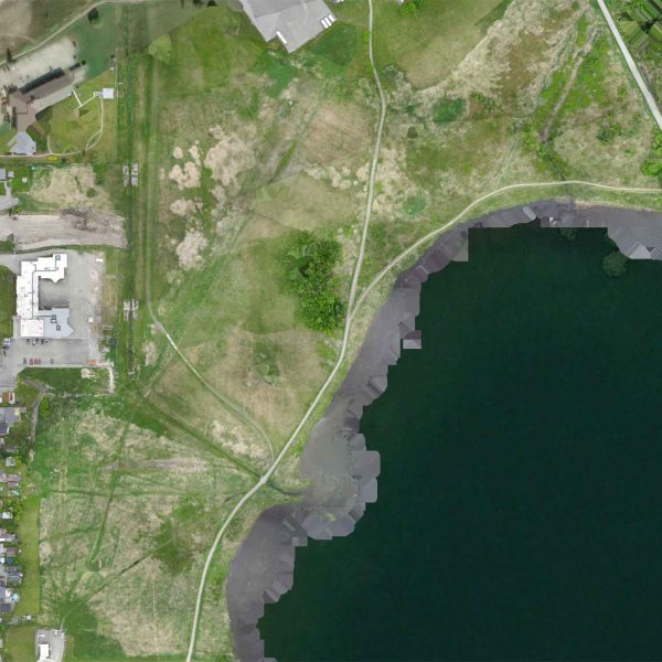 Aerial image of Porcupine Lake before tree planting.